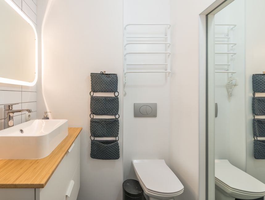 Apartmánová kúpeľňa v ubytovacom zariadení v Senci